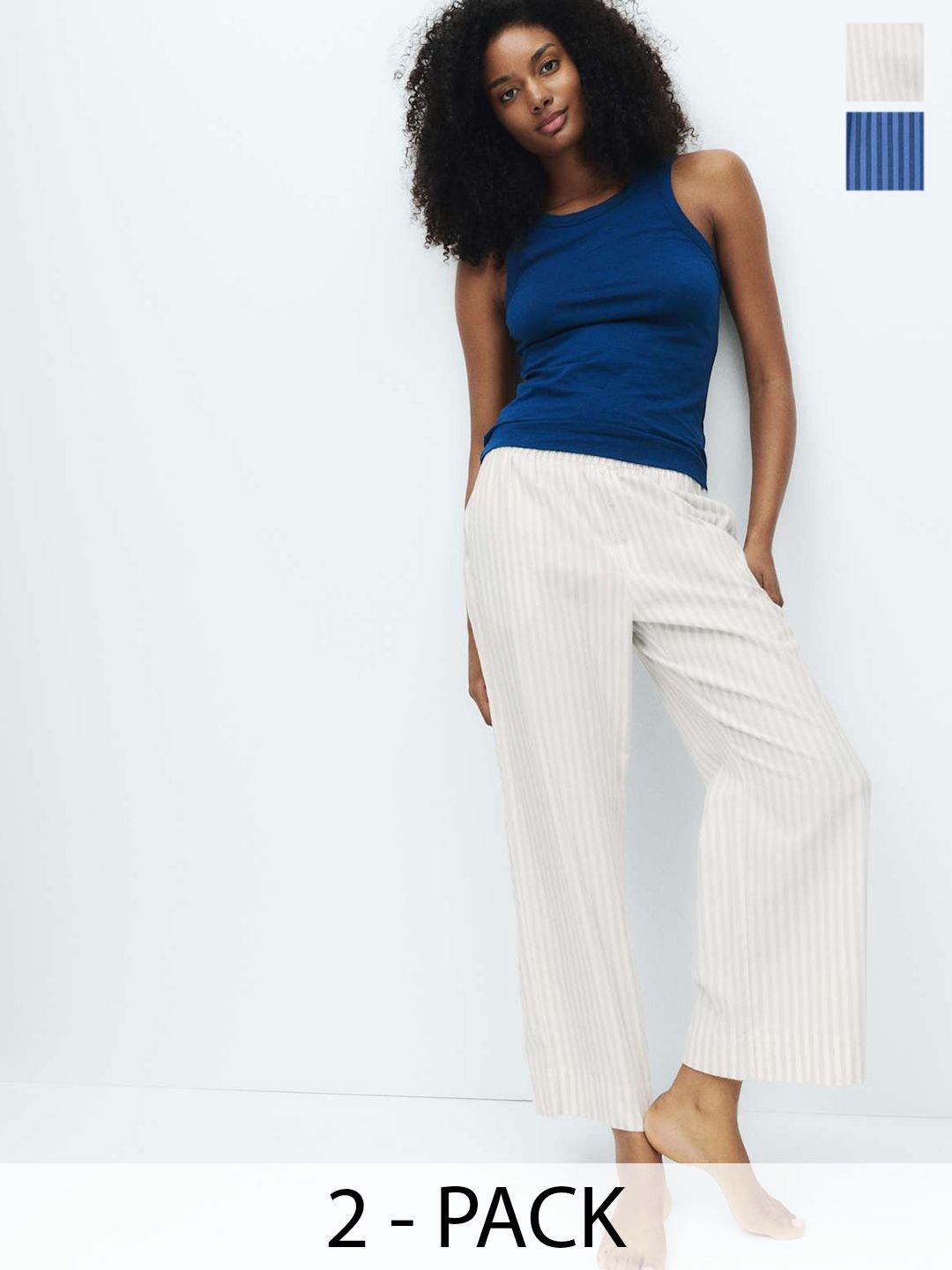 Marks & Spencer Women Pack O f 2 Striped Pure Cotton Lounge Pants-picture-38