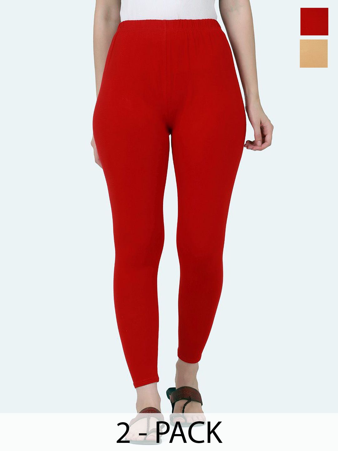 VANSIRI Women Pack Of 3 Slim-Fit Mid-Rise Pure Cotton Ankle-Length Leggings-picture-11