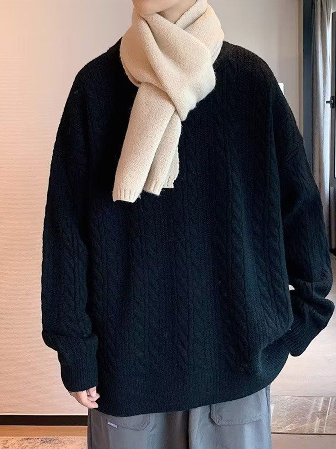 StyleCast x Revolte Men Cable Knit Round Neck Pullover Sweaters-picture-10