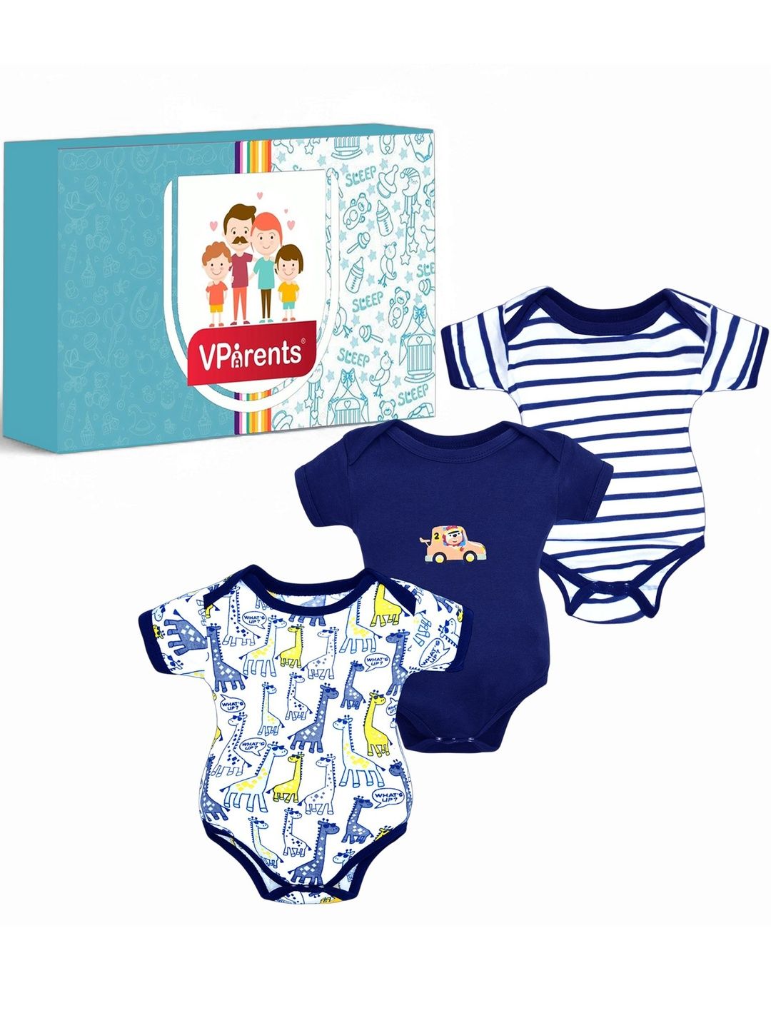 VParents Kids Unisex Half Sleeves Baby Romper Body Suits Jump Suit Set-picture-10