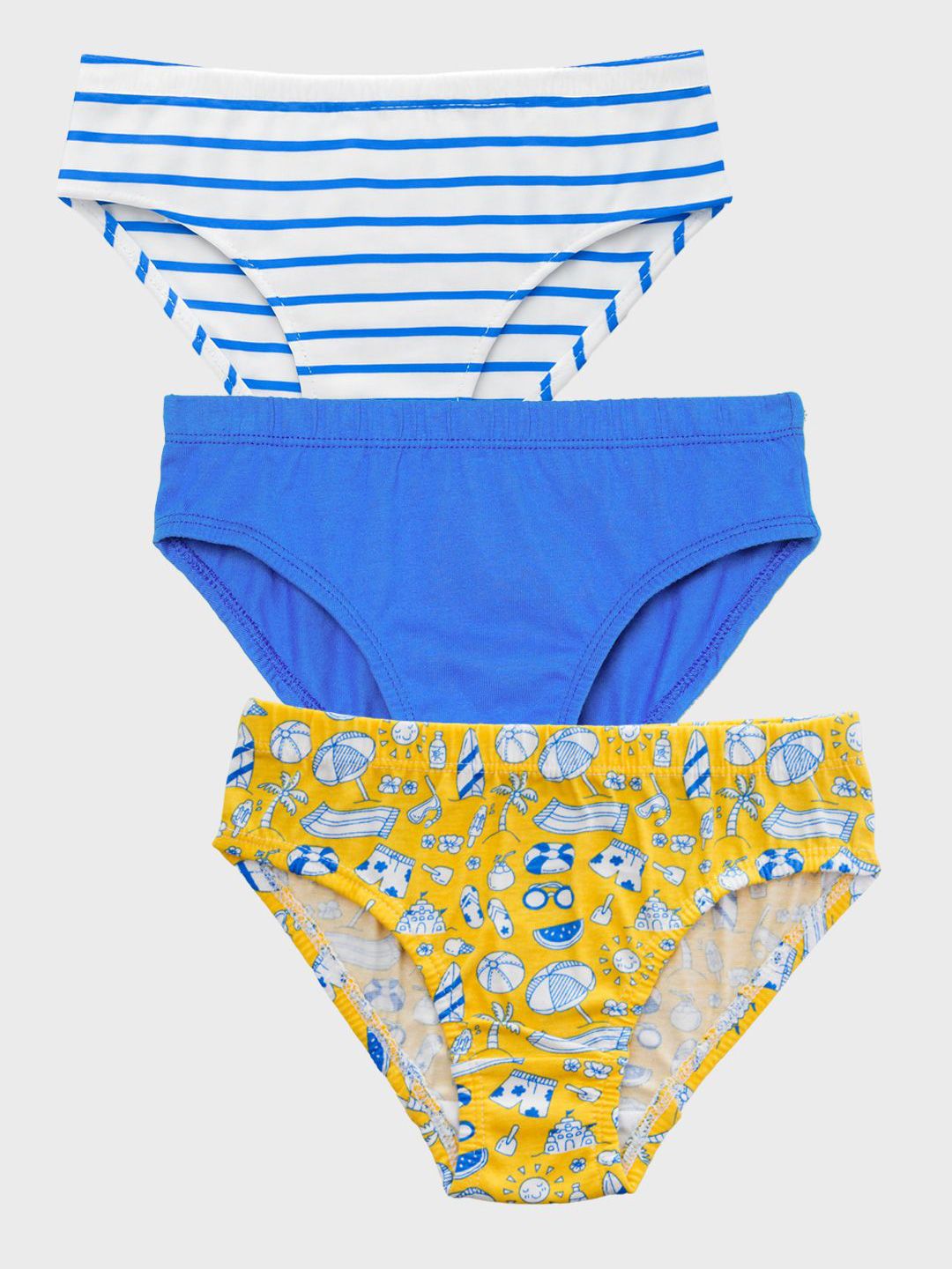 Charm n Cherish Boys Pack Of 3 Solid Striped Basic Briefs-picture-14