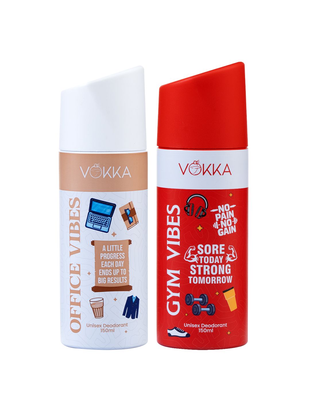 VOKKA Unisex Set Of 2 Gym & Office Vibes Deodorant Body Spray - 150ml Each-picture-11