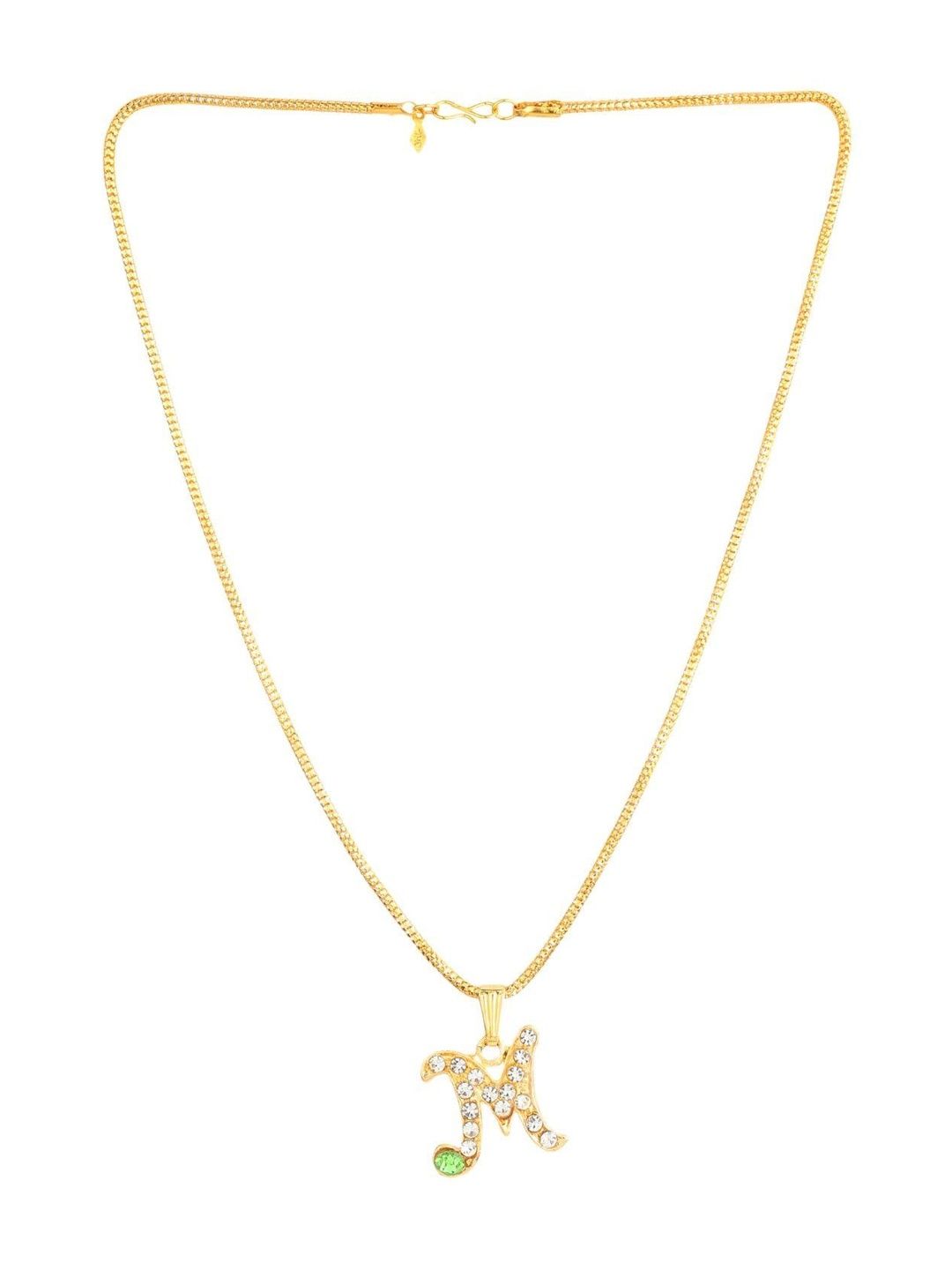 Rashifaashion Unisex Stainless Steel Stones Studded Quirky Shaped Pendant With Chain-picture-29