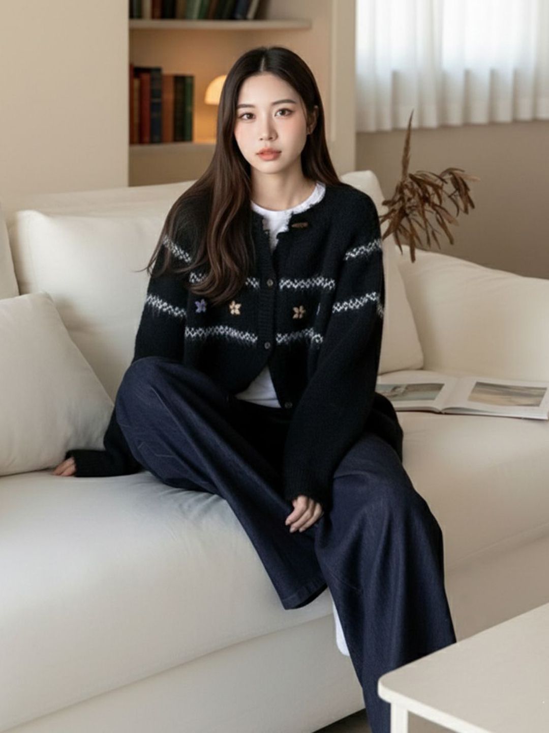 Mast & Harbour Women Floral Printed Henley Neck Long Sleeves Cardigan-picture-36