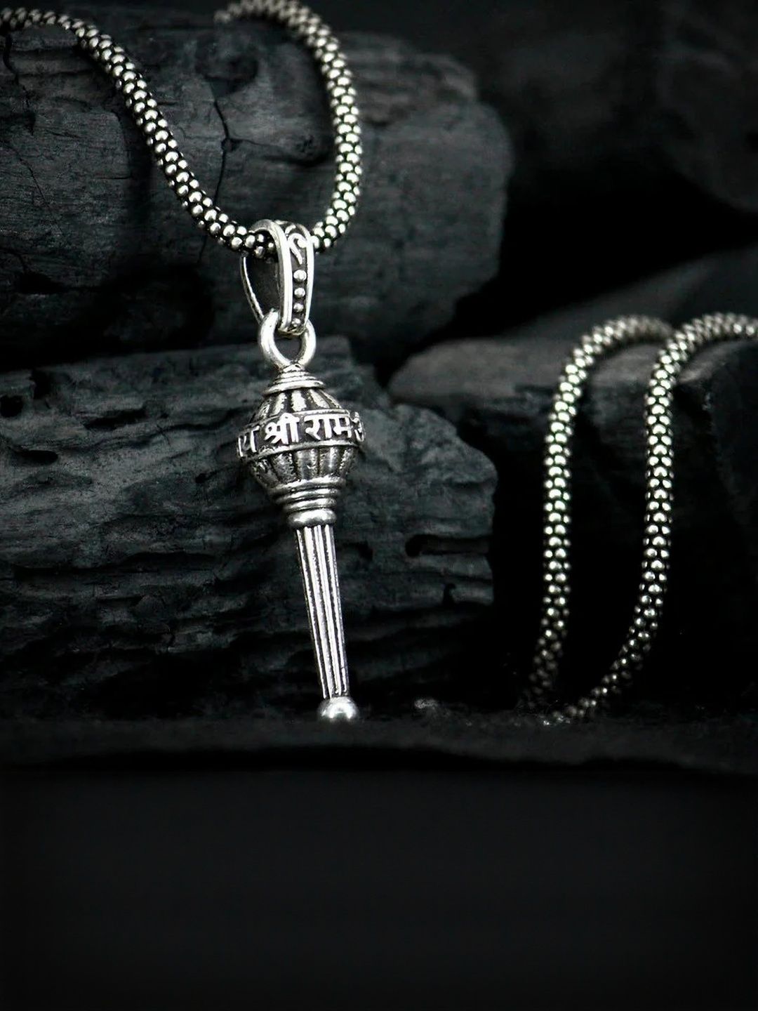 Rashifaashion Unisex Stainless Steel Lord Hanuman Ji Shaped Oxidised Pendant With Chain-picture-17