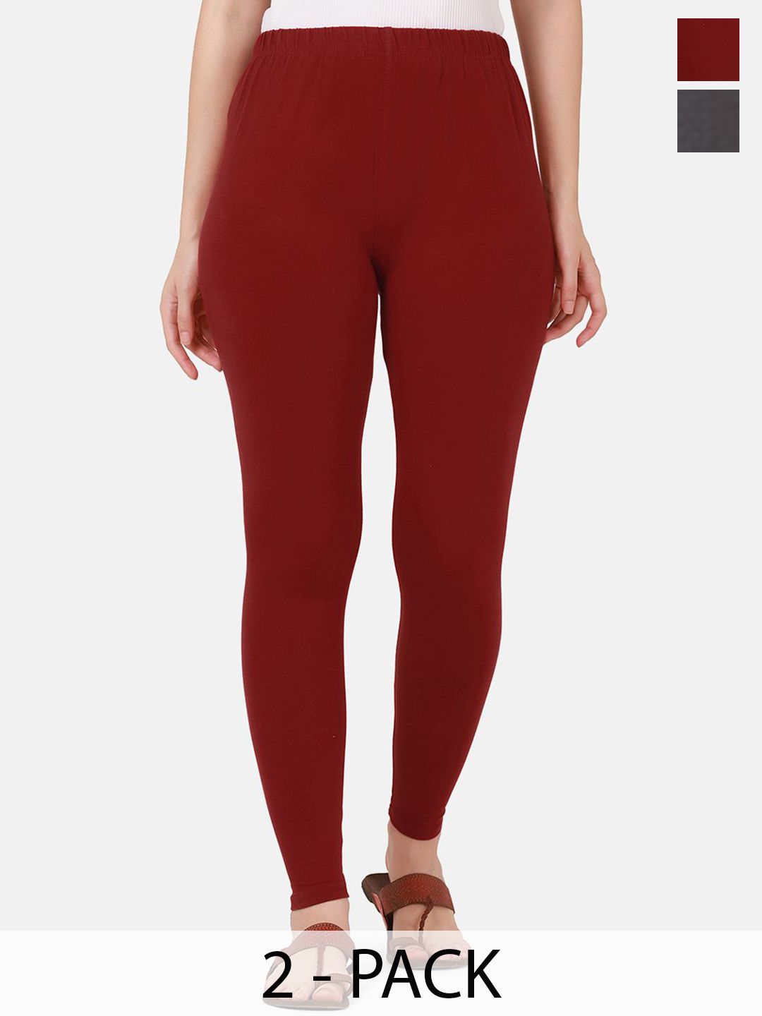 VANSIRI Pack Of 2 Pure Cotton Slim-Fit Ankle-Length Leggings-picture-42