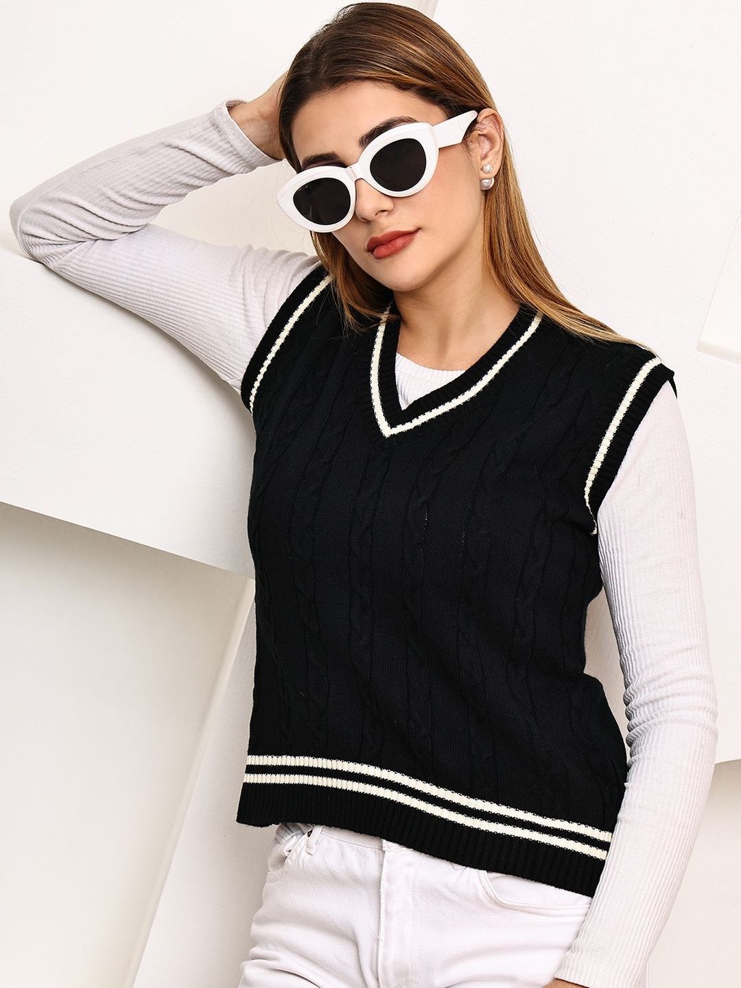 T7 Women Cable Knit Sweater Vest-picture-32