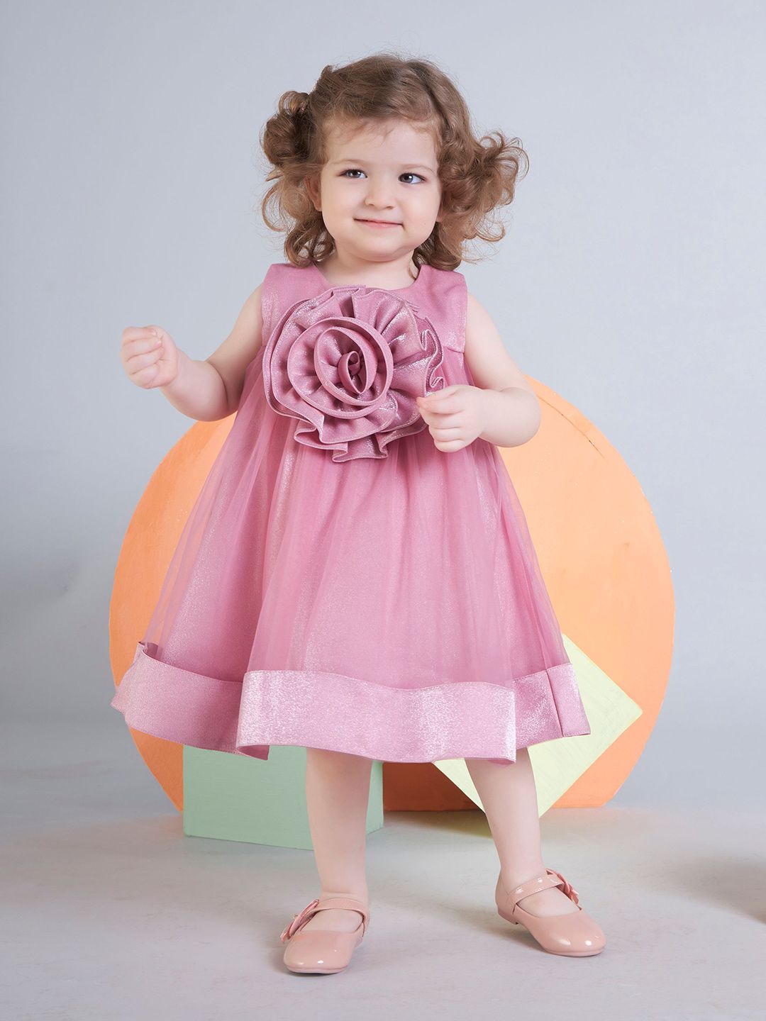 Peppermint Girls Round Neck Sleeveless Corsage A-Line Dress-picture-28