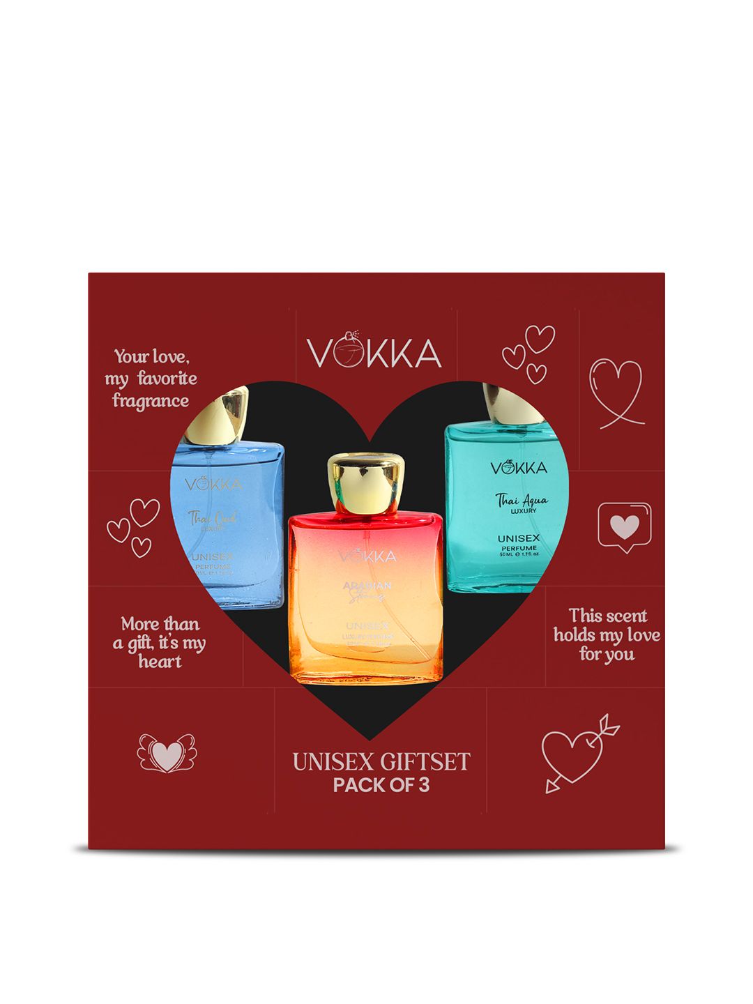 VOKKA Unisex Pack Of 3 Gift of Love Long Lasting Perfume - 50ml Each-image-24