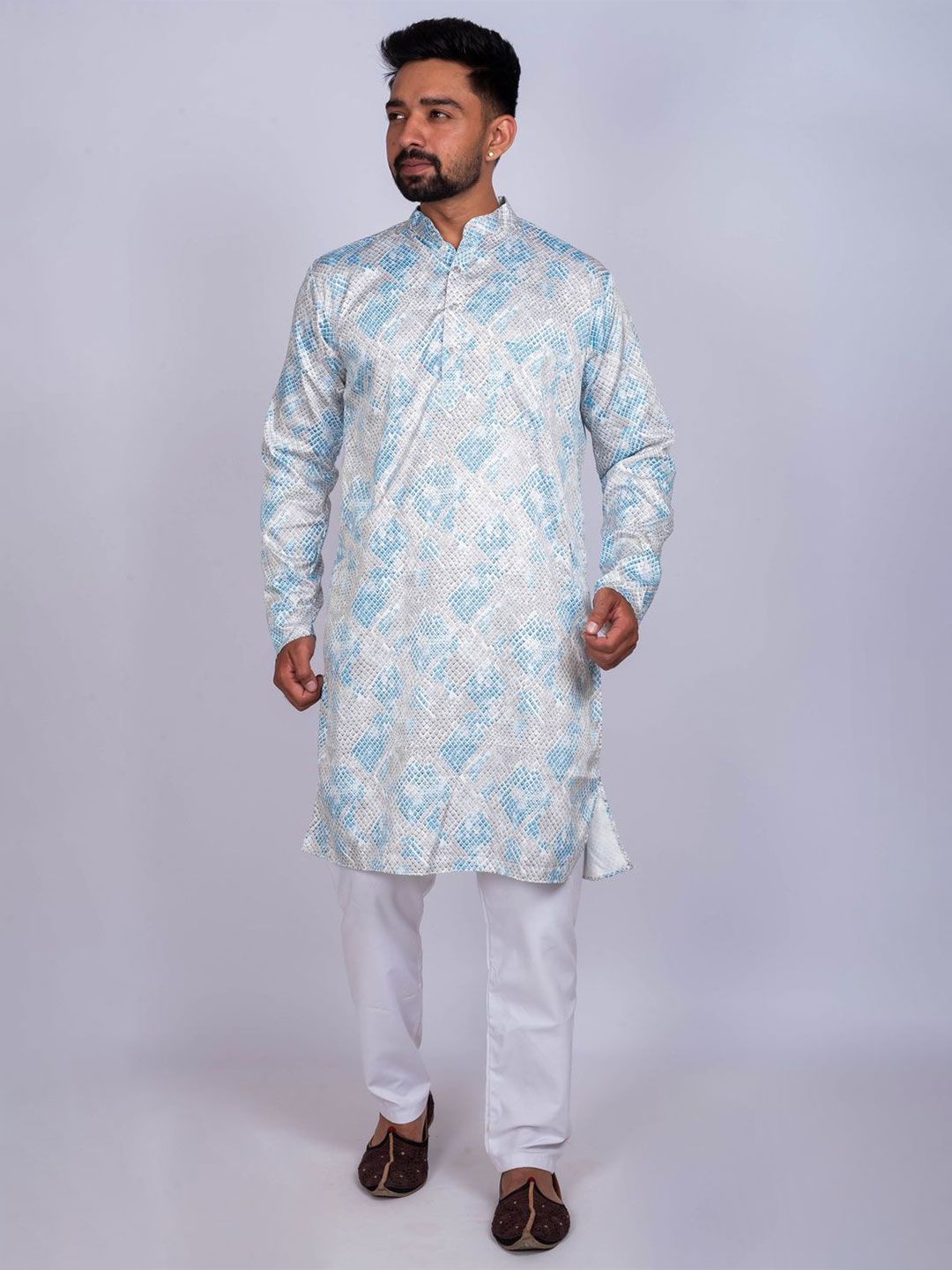 KAISERMEN Abstract Printed Mandarin Collar Straight Kurta-picture-19