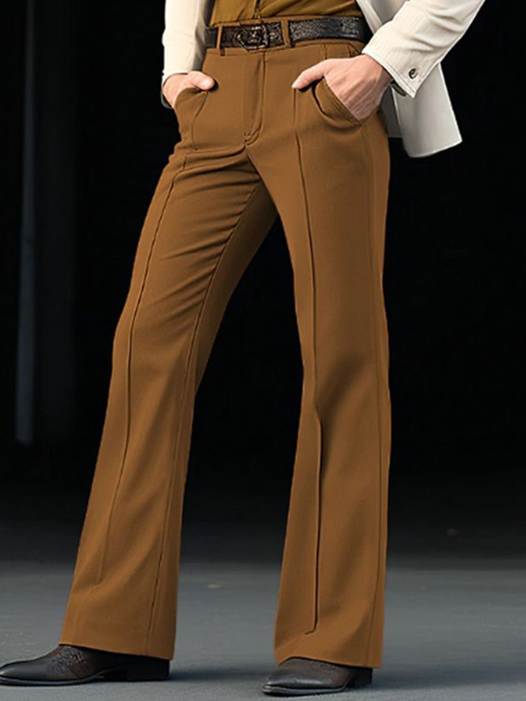 StyleCast x Revolte Men Bootcut Mid-Rise Formal Trousers-image-1