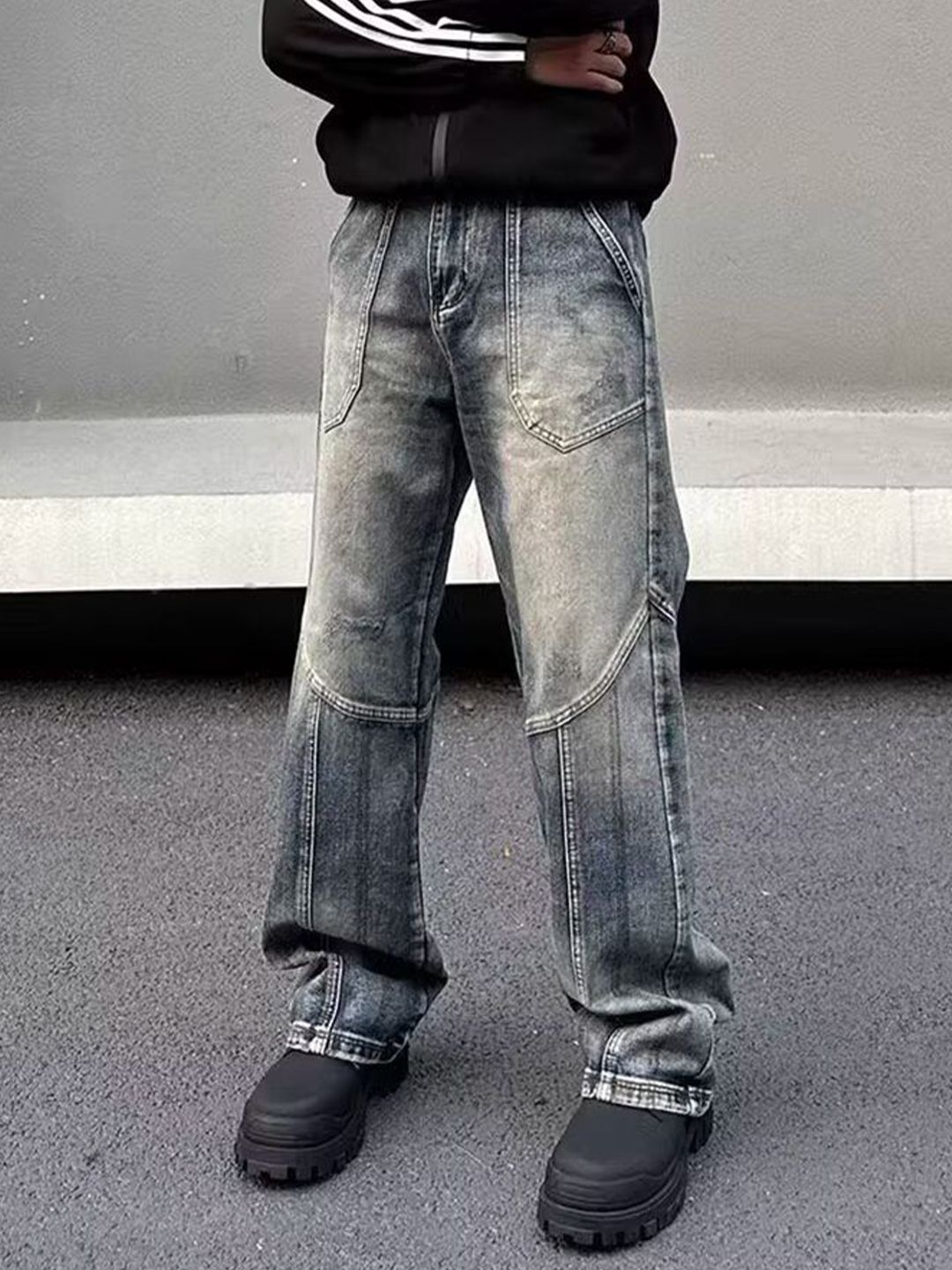 StyleCast x Revolte Men Relaxed Fit Mid-Rise Front Seam Heavy Fade Jeans-picture-39