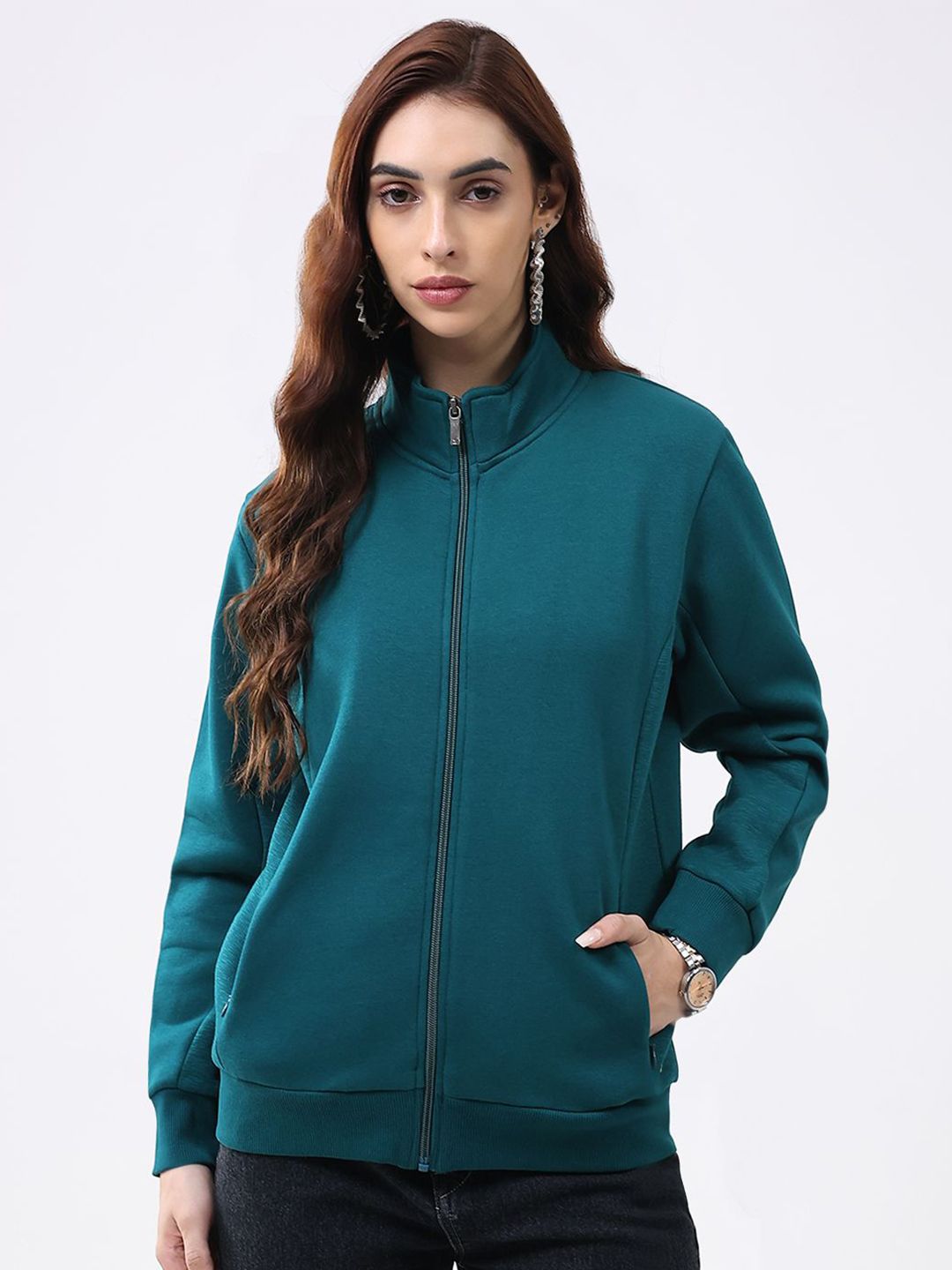 Monte Carlo Women's Solid Mock Neck Full Sleeve Sweatshirt-picture-27