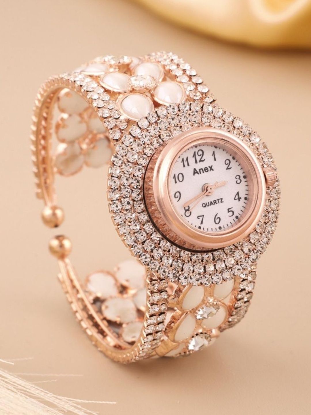 GC PREMIUM JEWELLERY Rose Gold-Plated Cubic Zirconia Studded Cuff Bracelet-picture-15