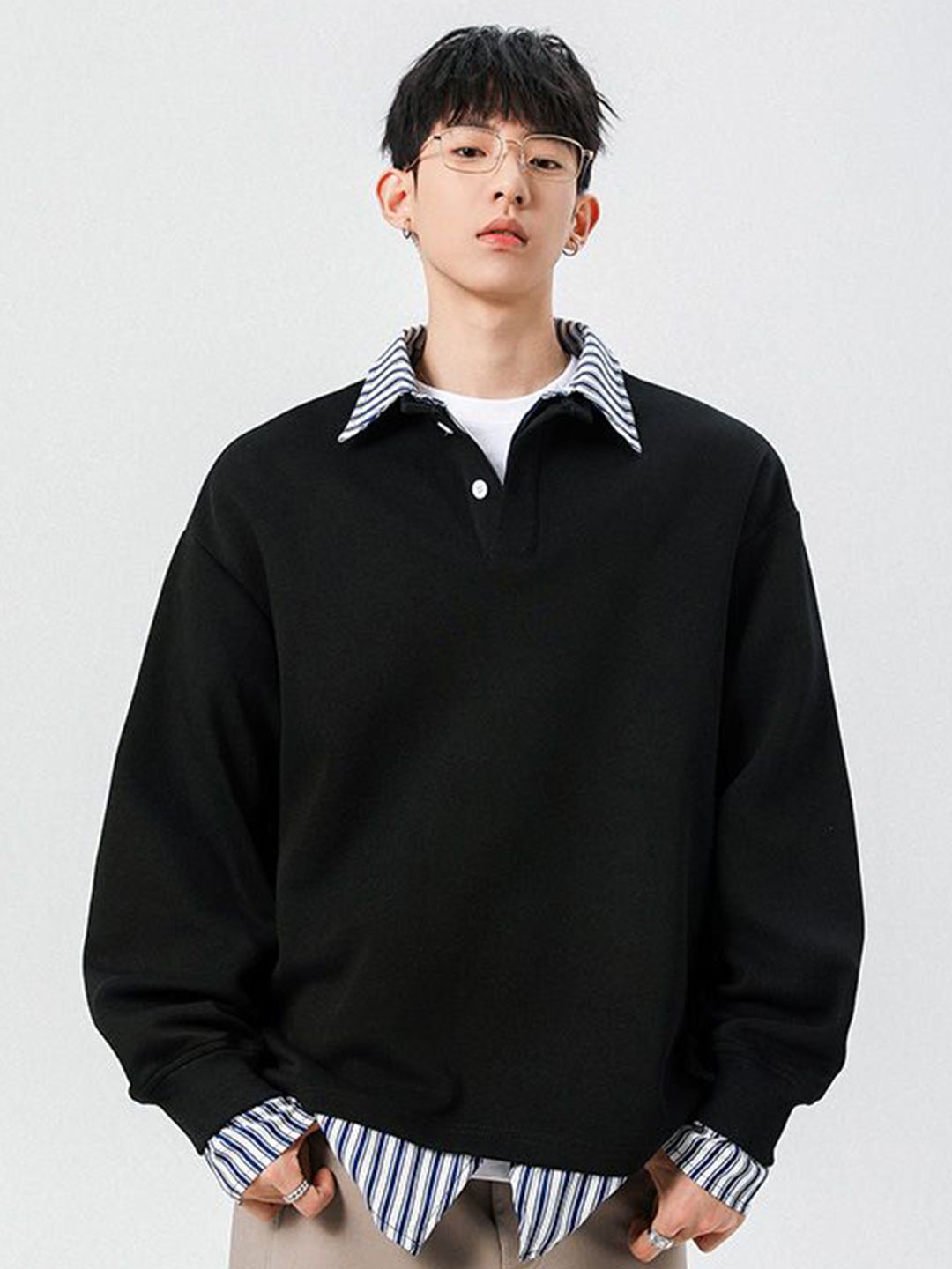 StyleCast x Revolte Men Shirt Collar Long Sleeves Sweatshirt-picture-33