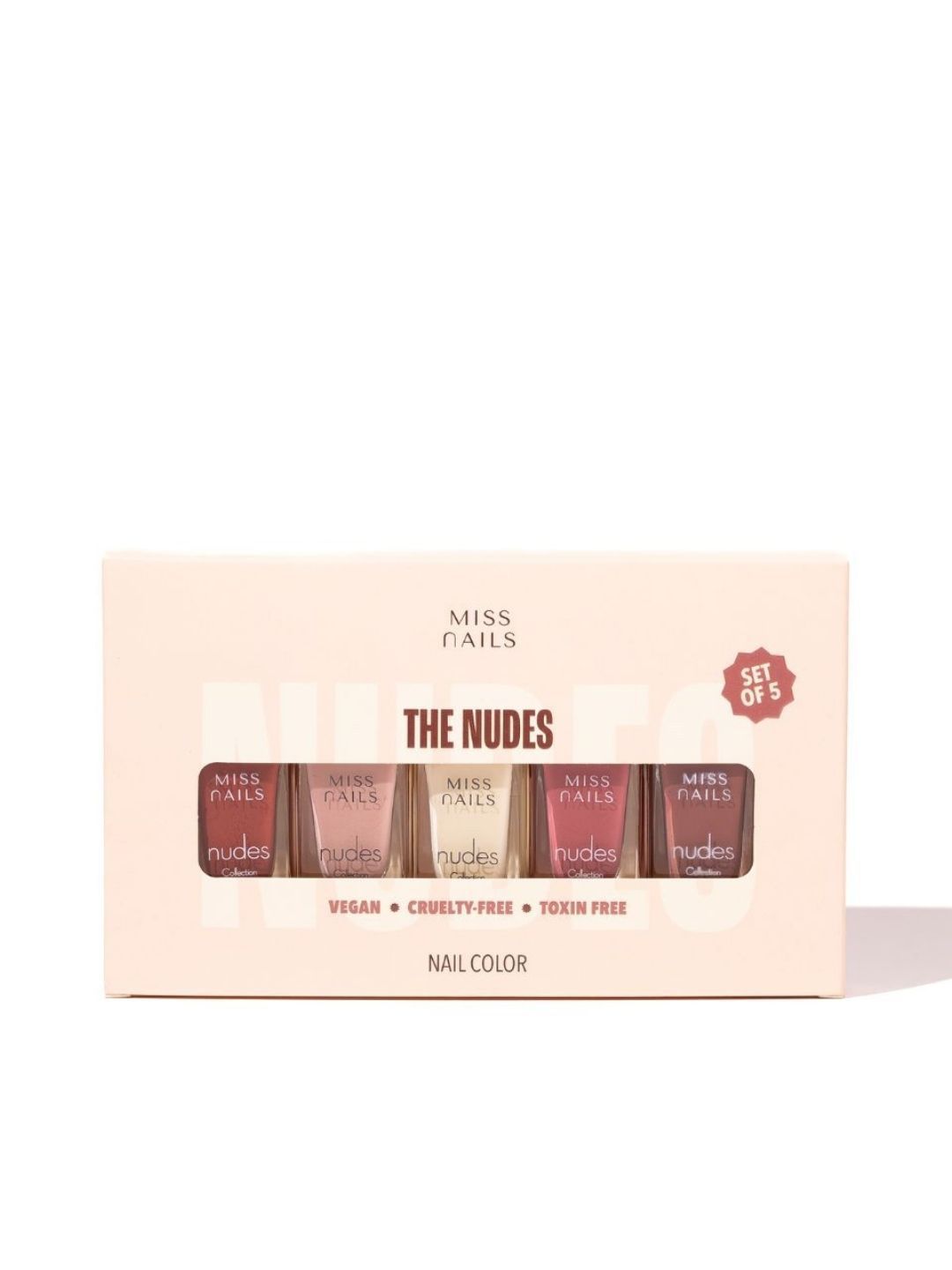 MISS NAILS Set Of 5 Long Lasting Nail Polish - 8 ml Each- Nudes Kit-image-16