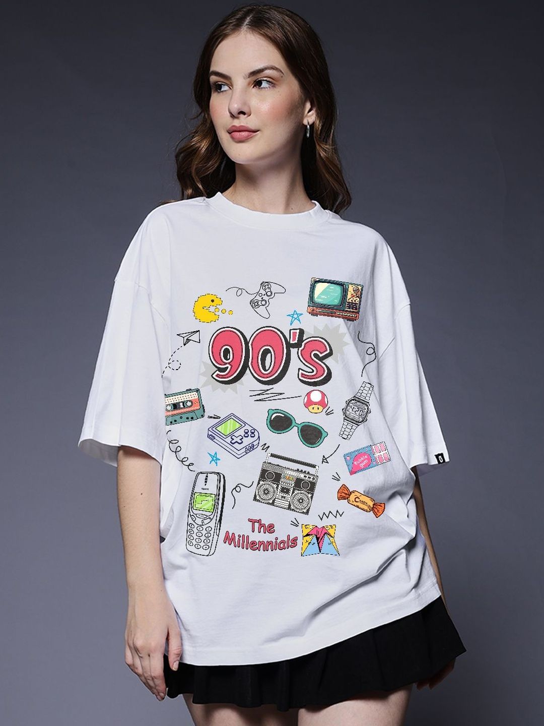 PRONK Women Printed Drop-Shoulder Sleeves T-shirt-picture-23