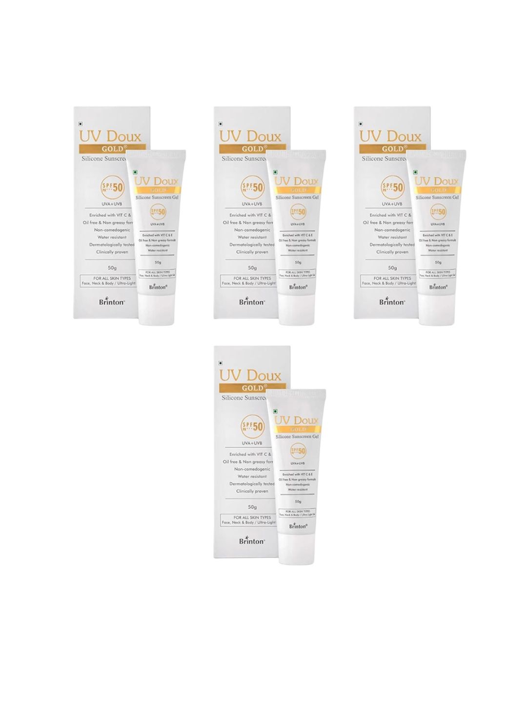 Brinton Set Of 4 UV Doux Gold Silicone Sunscreen Gel SPF 50 PA+++ - 50 g Each-image-14