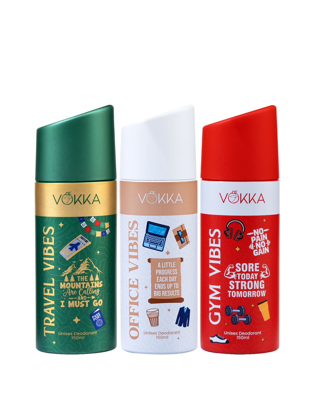 VOKKA Unisex Set Of 3 Gym, Office, Travel Vibes Deodorant - 150ml Each-picture-14
