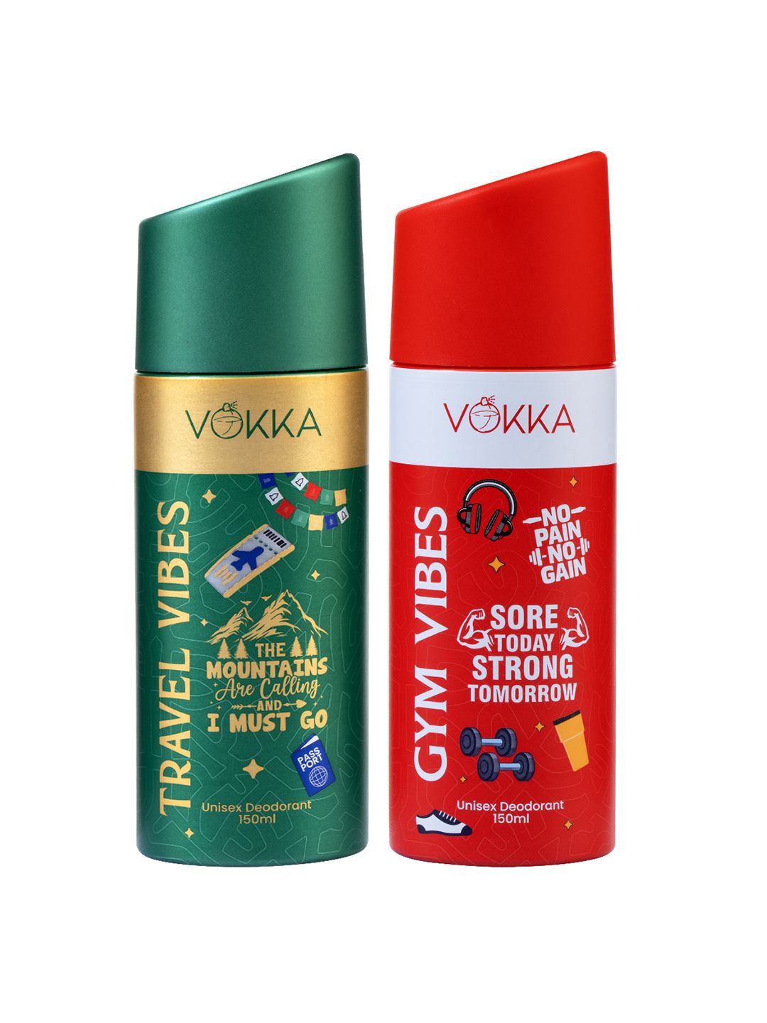 VOKKA Unisex Set Of 2 Gym & Travel Vibes Deodorant Body Spray - 150ml Each-image-27