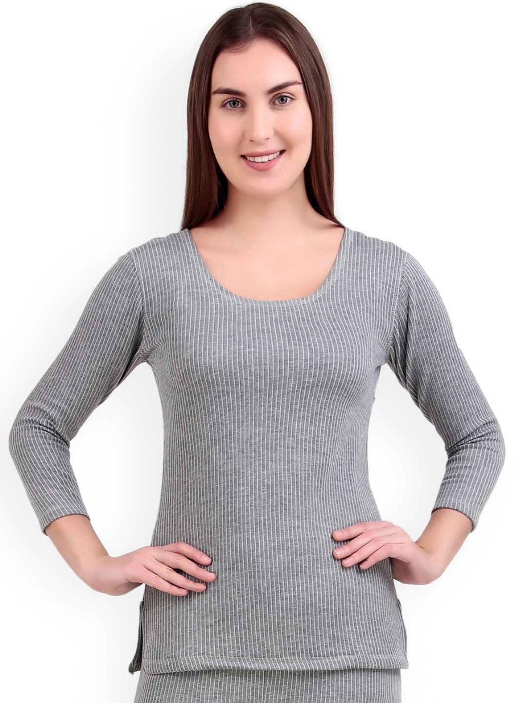 HAP Women Striped Round Neck Quilted Thermal Tops-picture-49