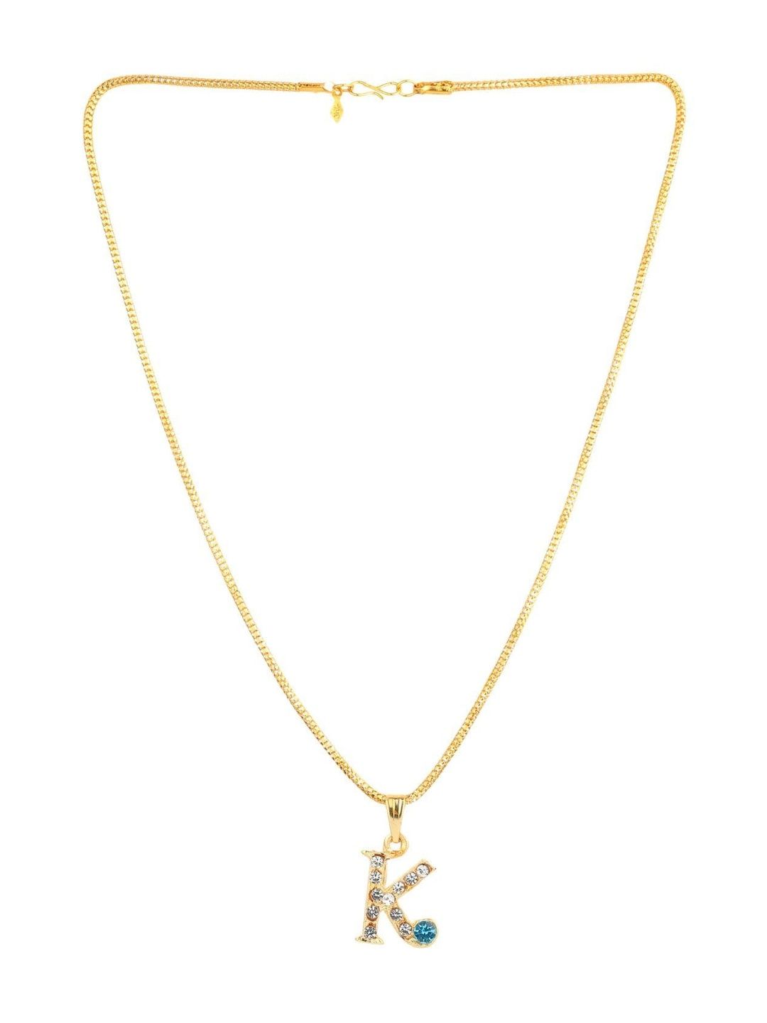 Rashifaashion Unisex Stainless Steel Artificial Stones Studded K Shaped Pendants & Chains-picture-23