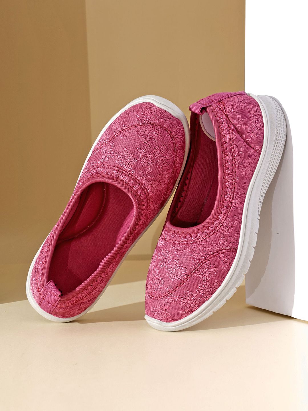 glitchez Women Woven Design Round Toe Slip-On Sneakers Shoes-image-45