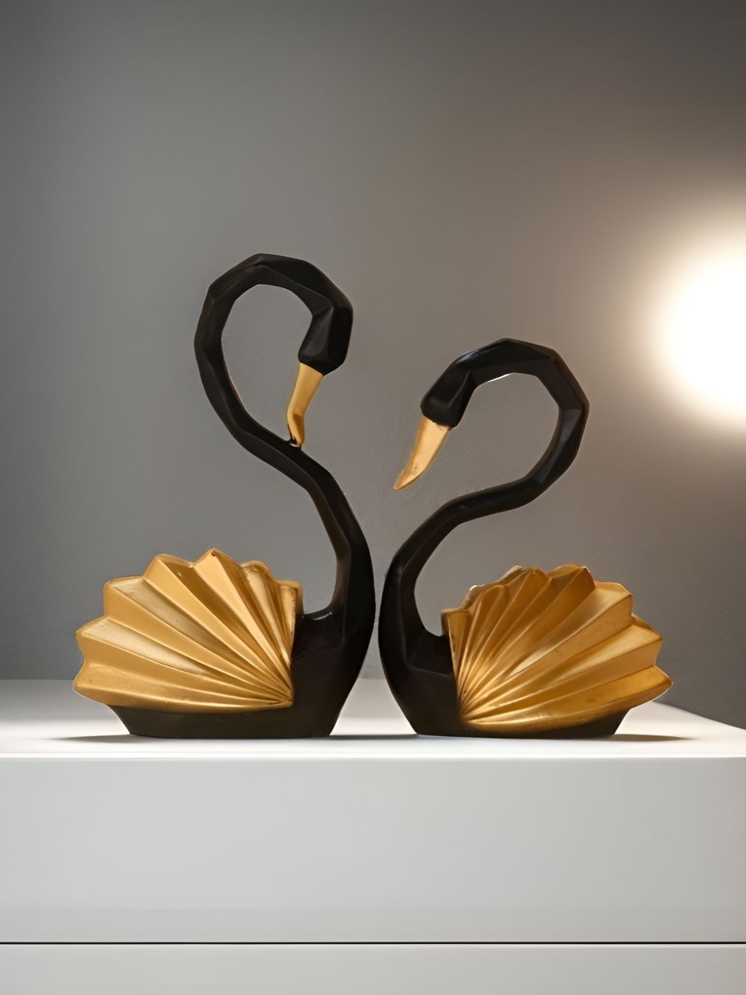 MISS PEACH Black & Gold 2 Pcs Duck Pair Birds & Animals Figurine Showpieces-picture-16