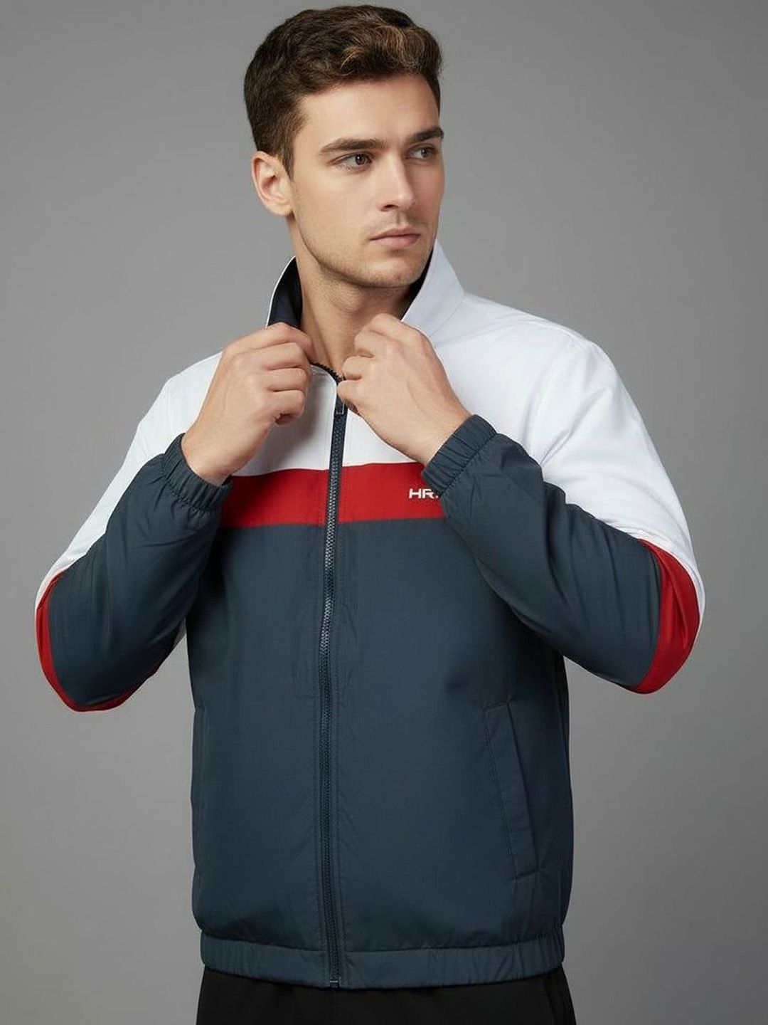 HRX by Hrithik Roshan Men Mock Collar Colourblocked Sporty Jacket-picture-15