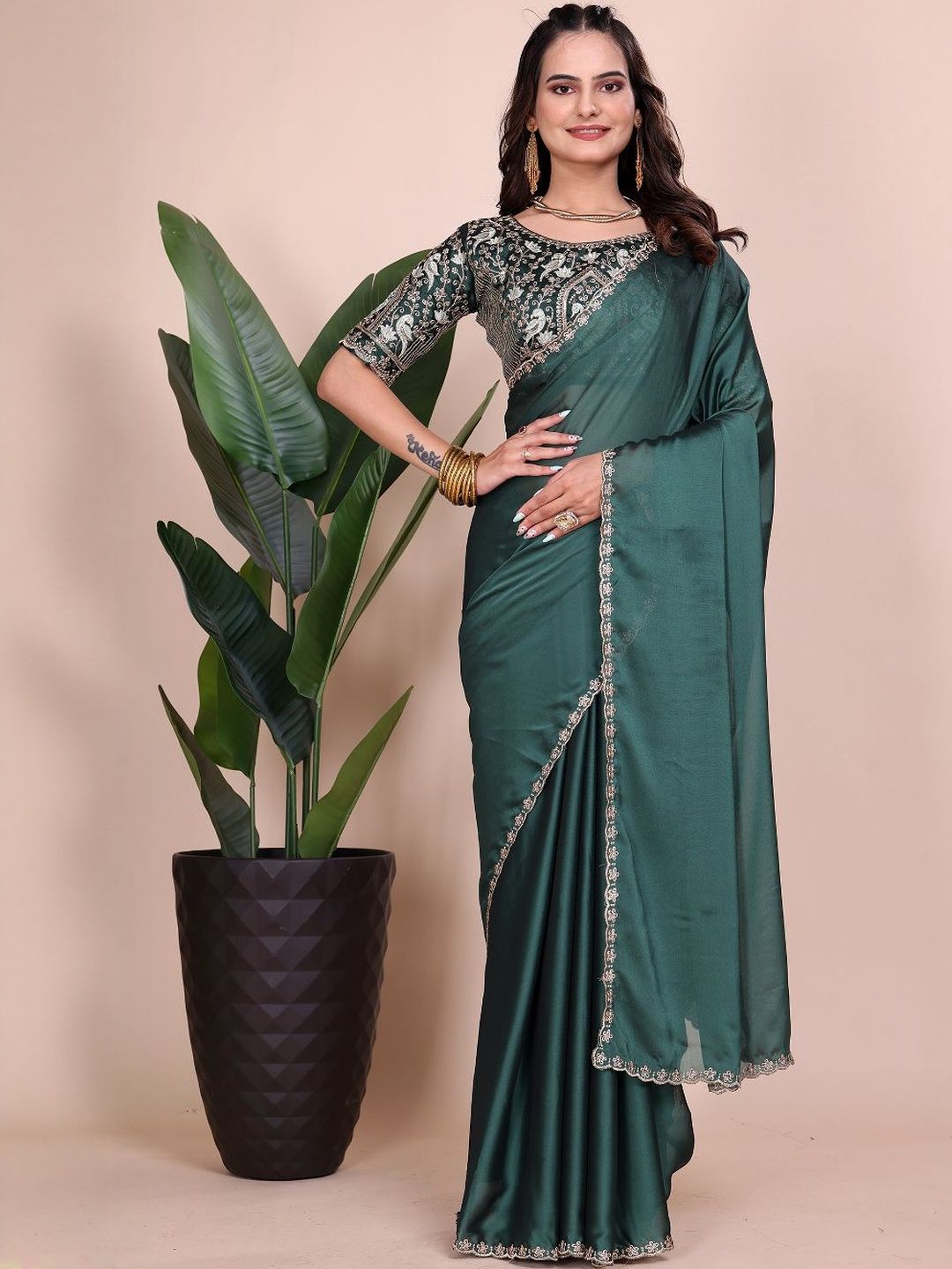 K 5 Fashion Ethnic Motifs Embroidered Saree With Unstitched Blouse-picture-37