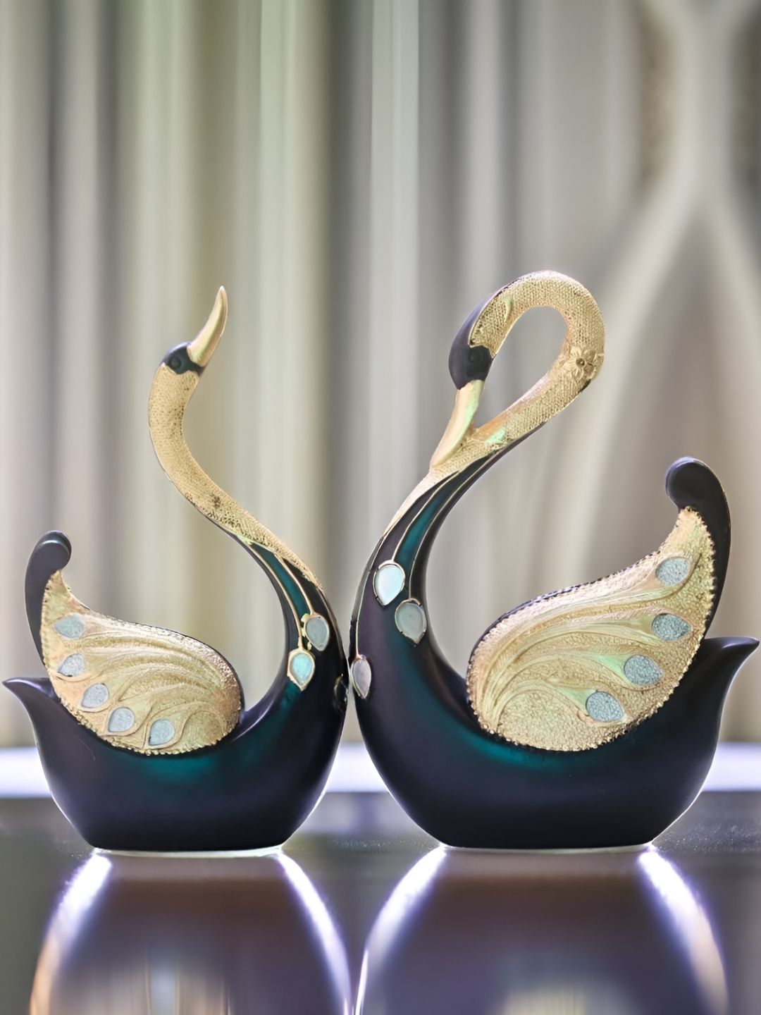 MISS PEACH White & Blue 2 Pcs Birds & Animals Curio Showpieces-image-31