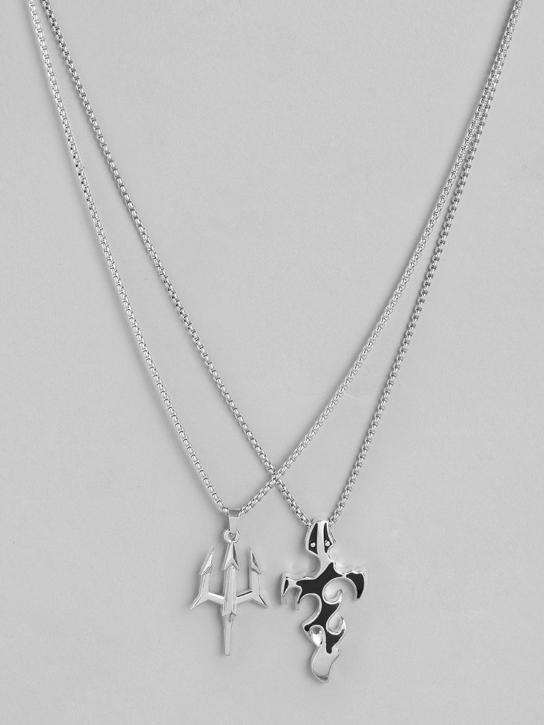 PARIS HAMILTON Set Of 2 Silver-Plated Geometric Pendant with Chain-picture-30