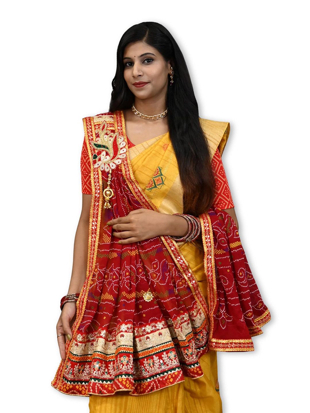 Ranisatiya creation Bandhani Printed Gotta Patti Georgette Dupatta-picture-14