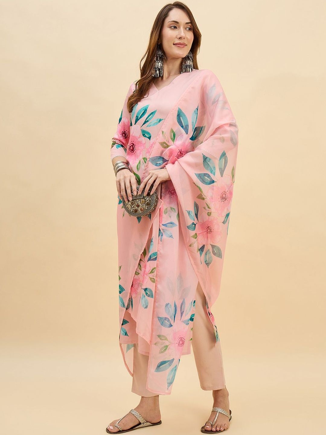 Anouk Mirage Women Floral Printed Calf Length Regular Straight Kurta with Trousers&Dupatta-picture-12