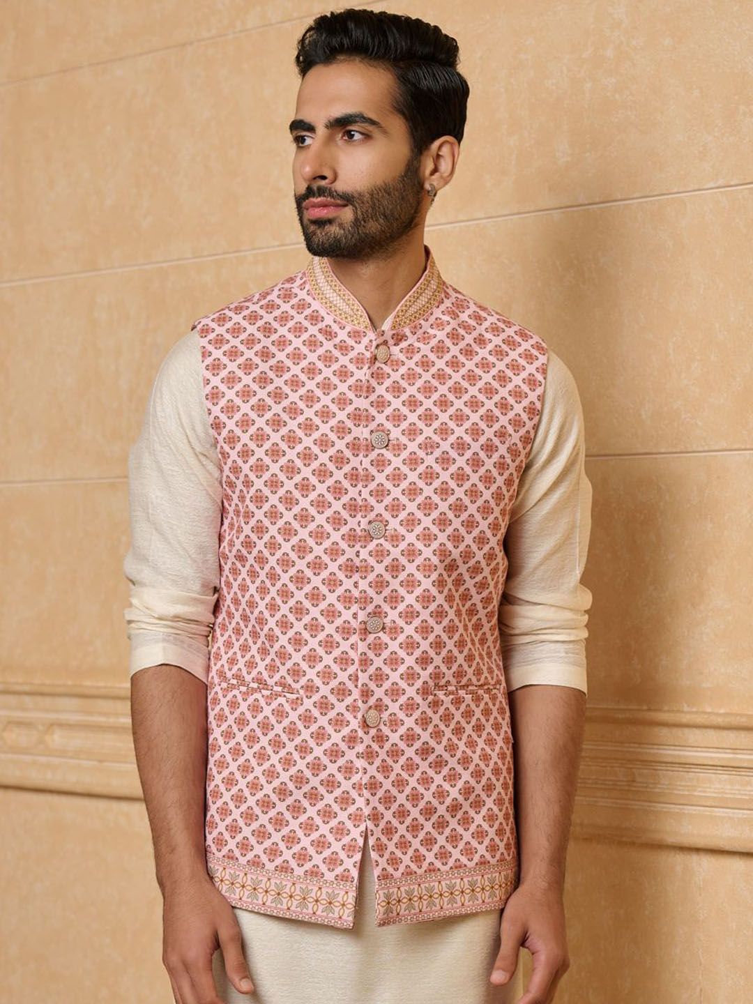 Tasva Floral Printed Bundi Nehru Jacket-picture-51