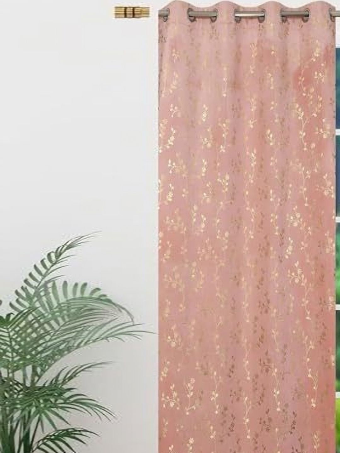 GEET CREATIONS Pink & Gold-Toned Floral Printed Velvet Long Door Curtain-picture-23