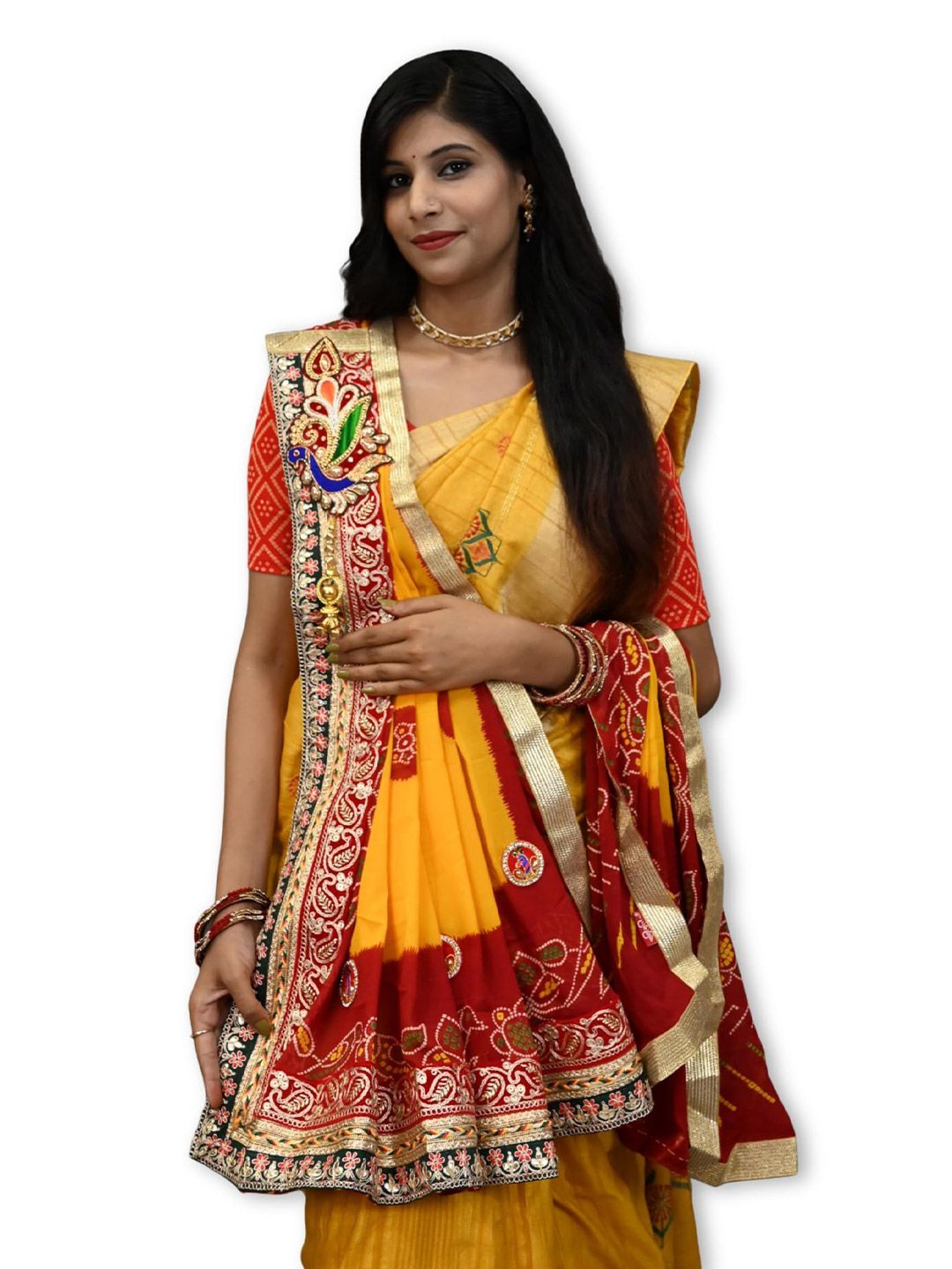 Ranisatiya creation Ethnic Motifs Printed Bandhani Dupatta with Sequinned-picture-36