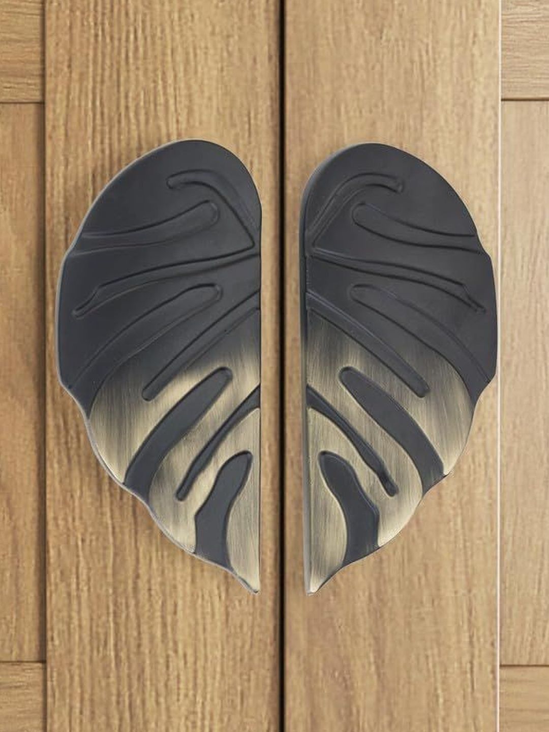 GLOXY Black & Grey Antique Finish Leaf Shape Aluminum 6.5 Inch Door Handles-image-19