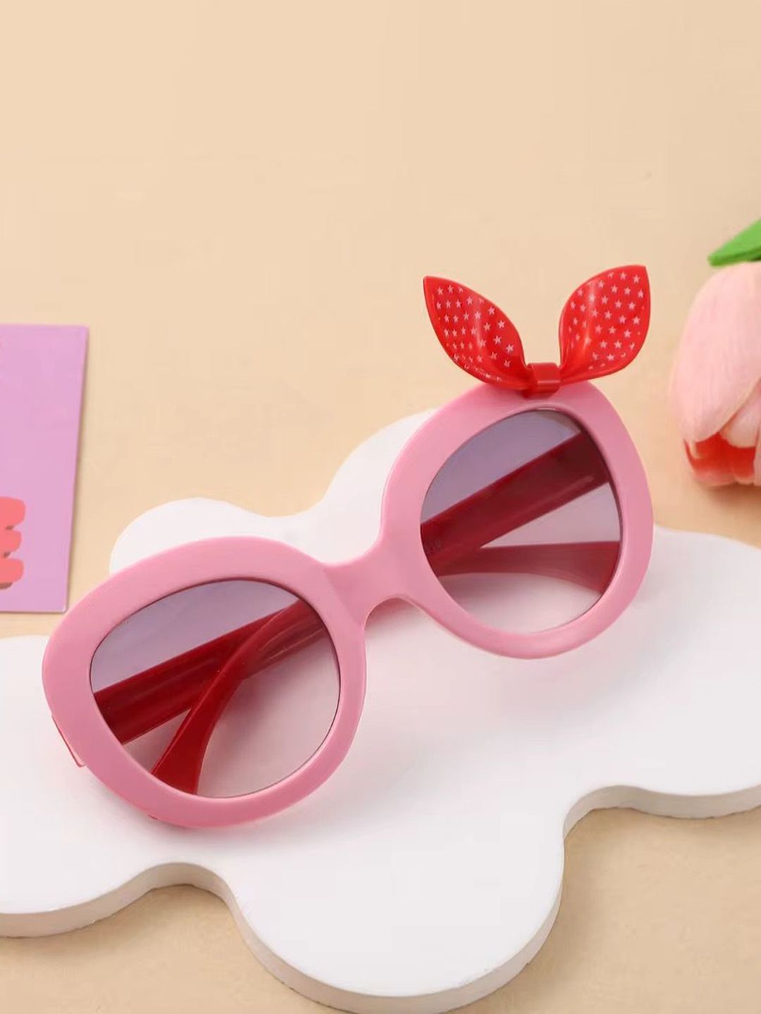 KIDSUN Girls Pink Lens & Pink Aviator Sunglasses with