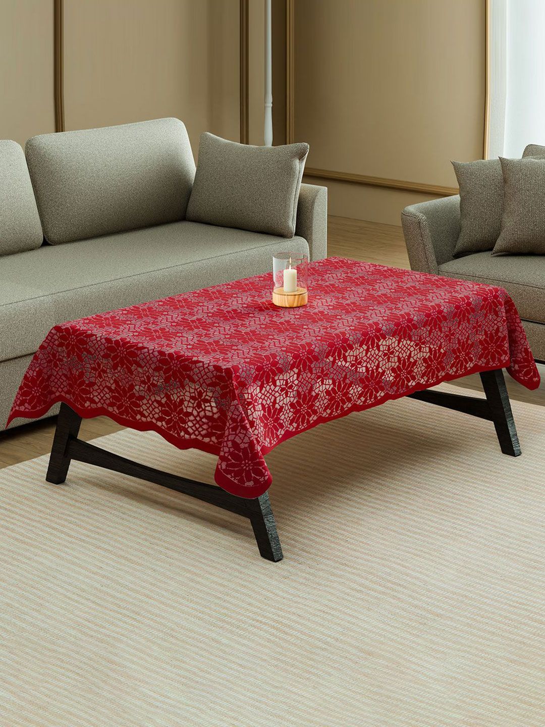 Kuber Industries Maroon Ethnic Motifs Self Design Cotton 4-Seater Table Cover-picture-16