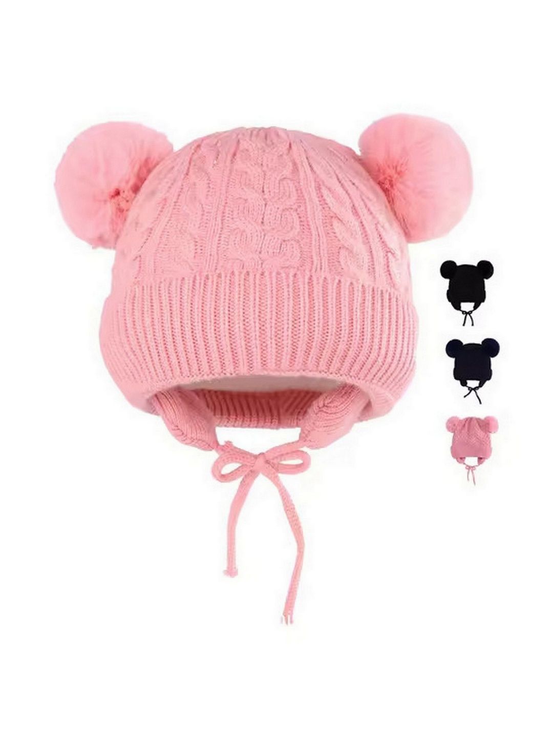 Adorazone Kids Unisex Pink Beanie Winter Knit Warm Caps-picture-17