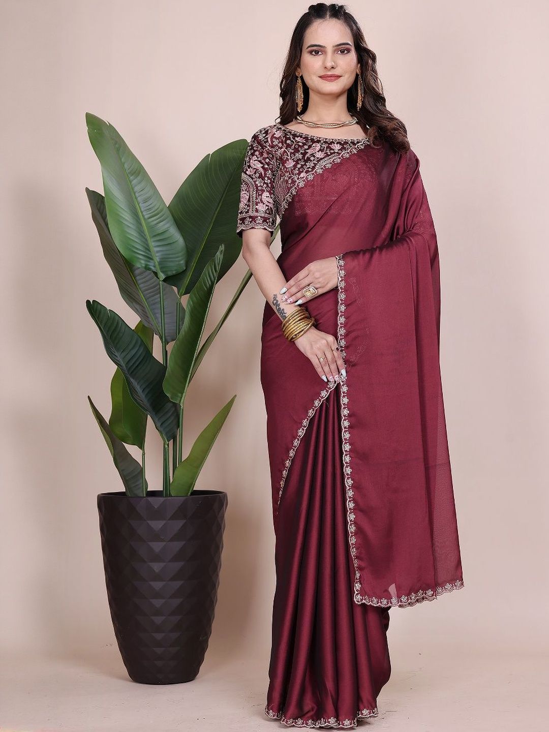 K 5 Fashion Ethnic Motifs Embroidered Saree With Unstitched Blouse-picture-36