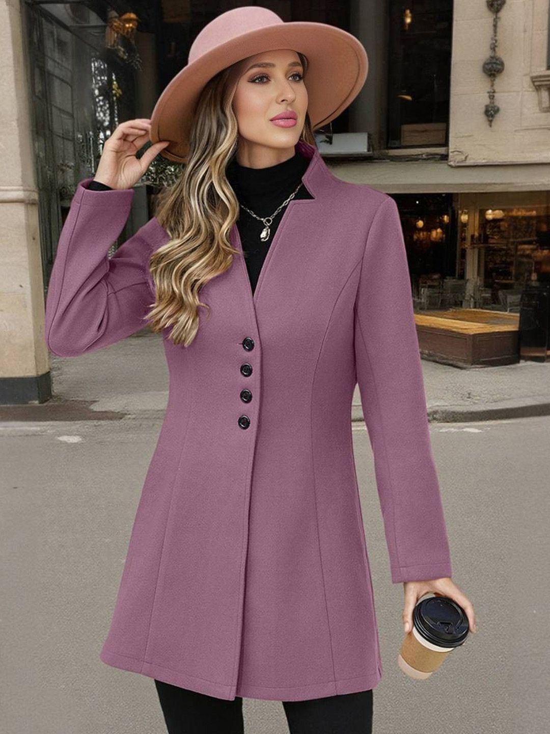 Mast & Harbour Women Notched Lapel Overcoat-image-13