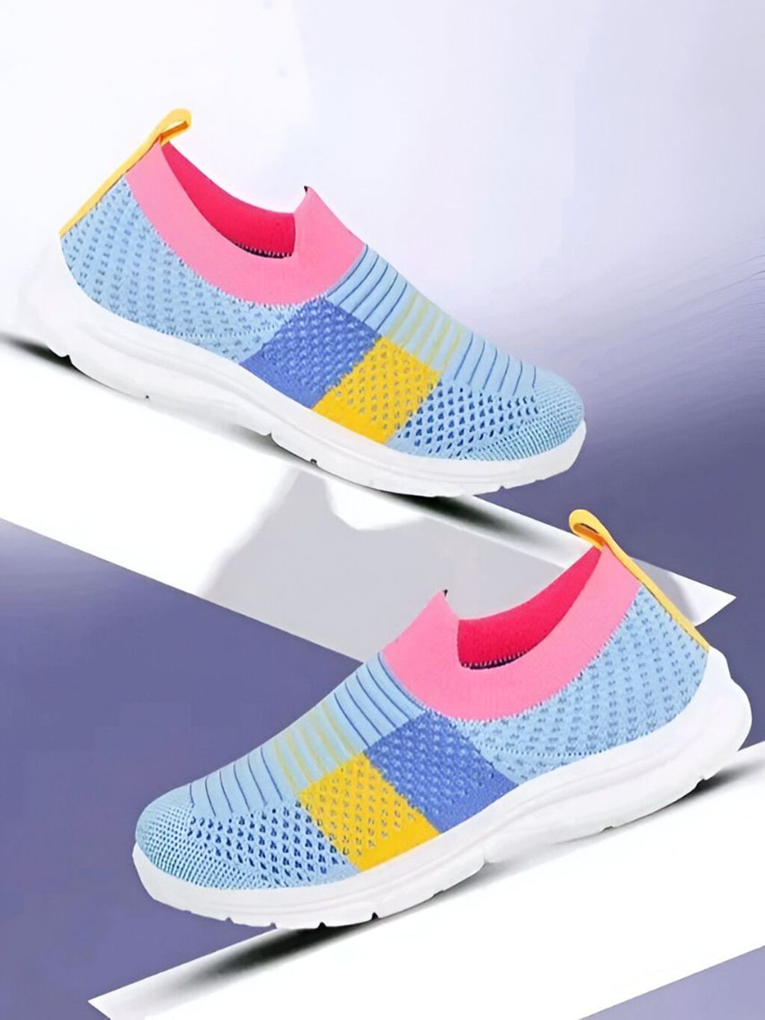 glitchez Women Mesh Colourblocked Slip On Sneakers-image-17