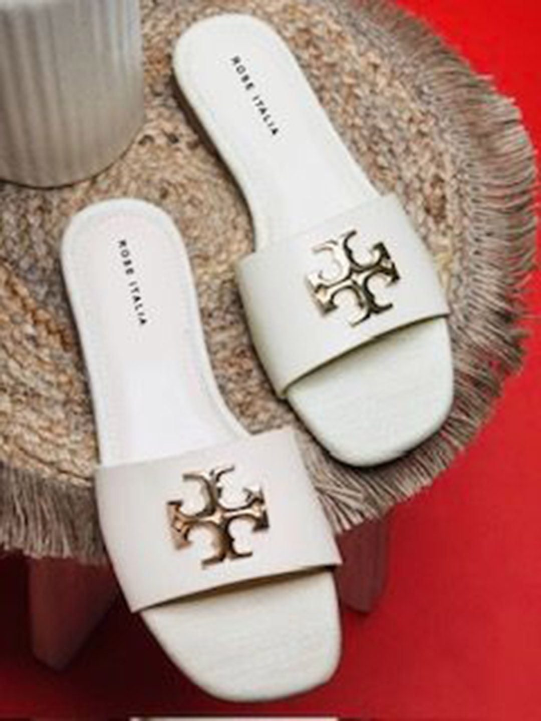 ROSE ITALIA Women Striped Open Toe Flats with Buckles-image-10