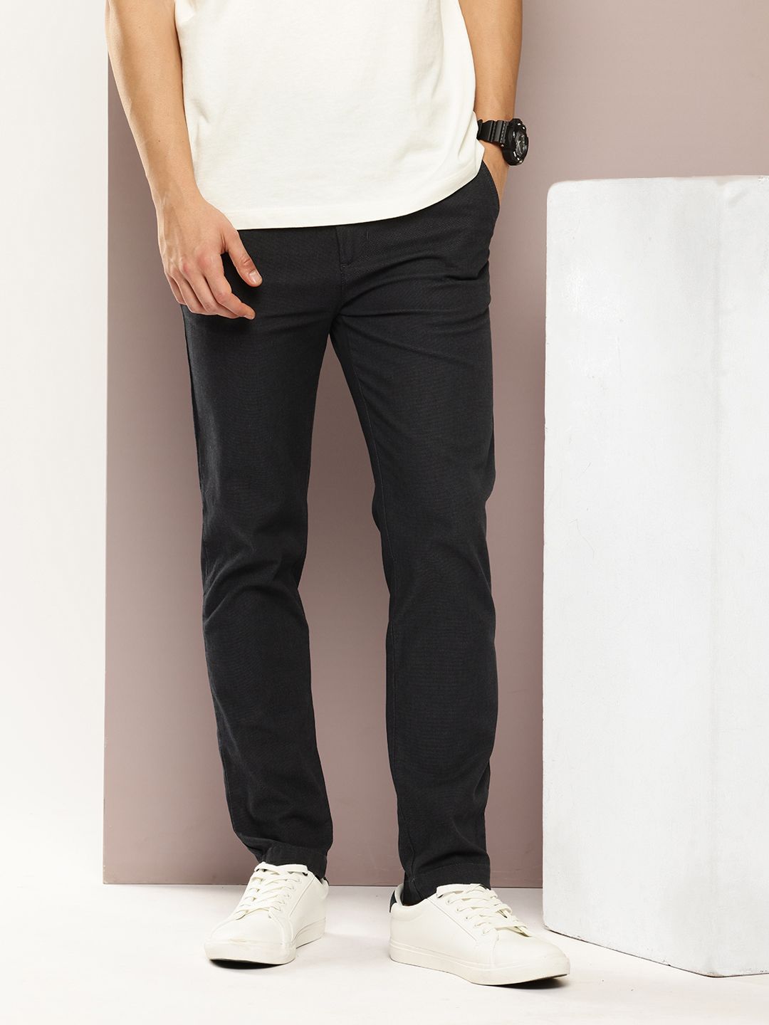 DILLINGER Men Slim Fit Solid Chinos Casual Trousers-picture-23