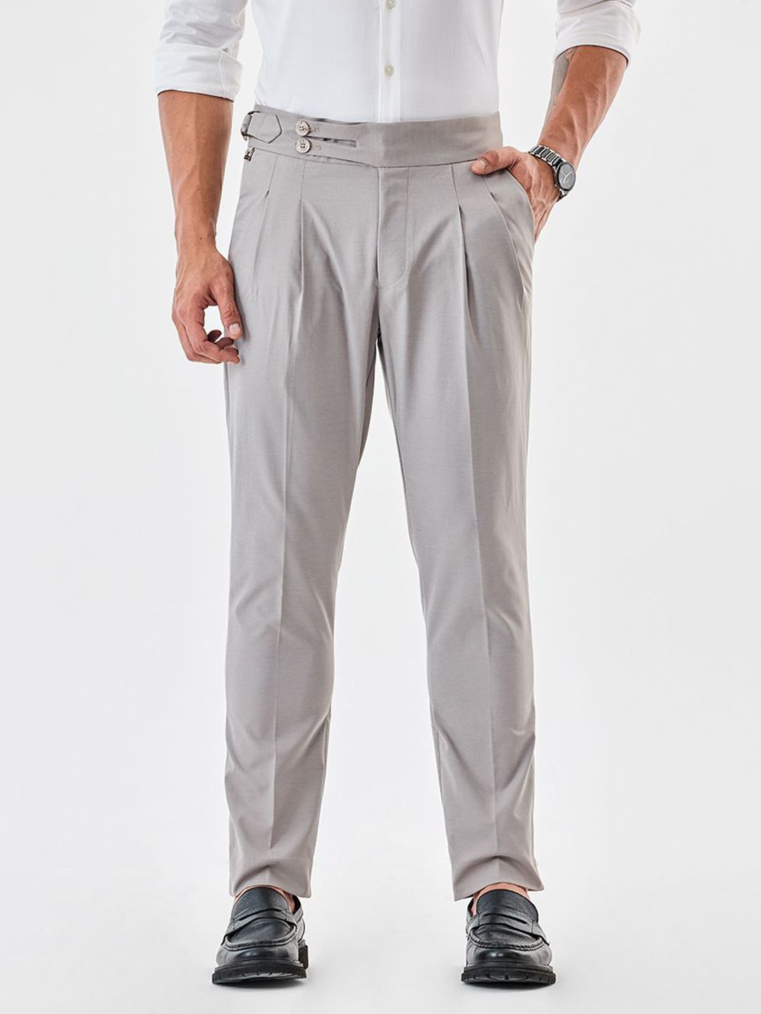 Snitch Men Grey Mid-Rise Slim Fit Trouser-picture-33