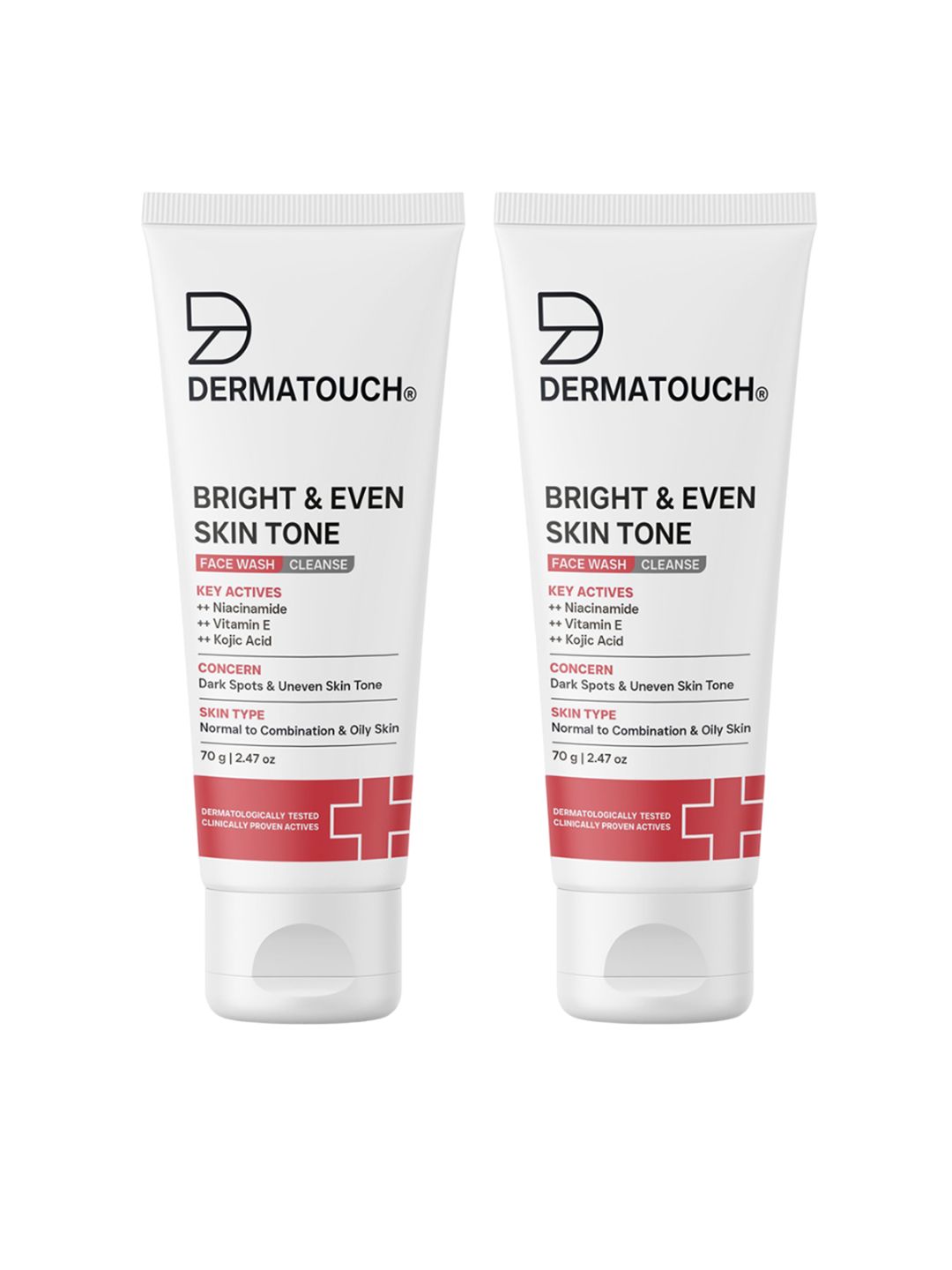 Dermatouch Set Of 2 Bright & Even Tone Face Wash With Vitamin E & Kojic Acid - 70 g Each-image-40