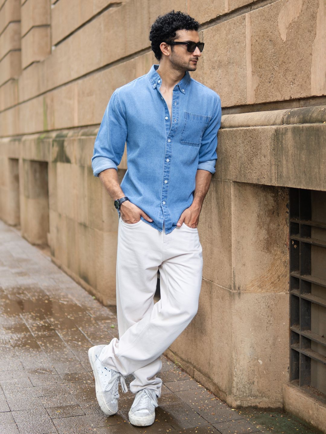 Powerlook Men Solid Button-Down Collar Pure Cotton Casual Shirt-image-47