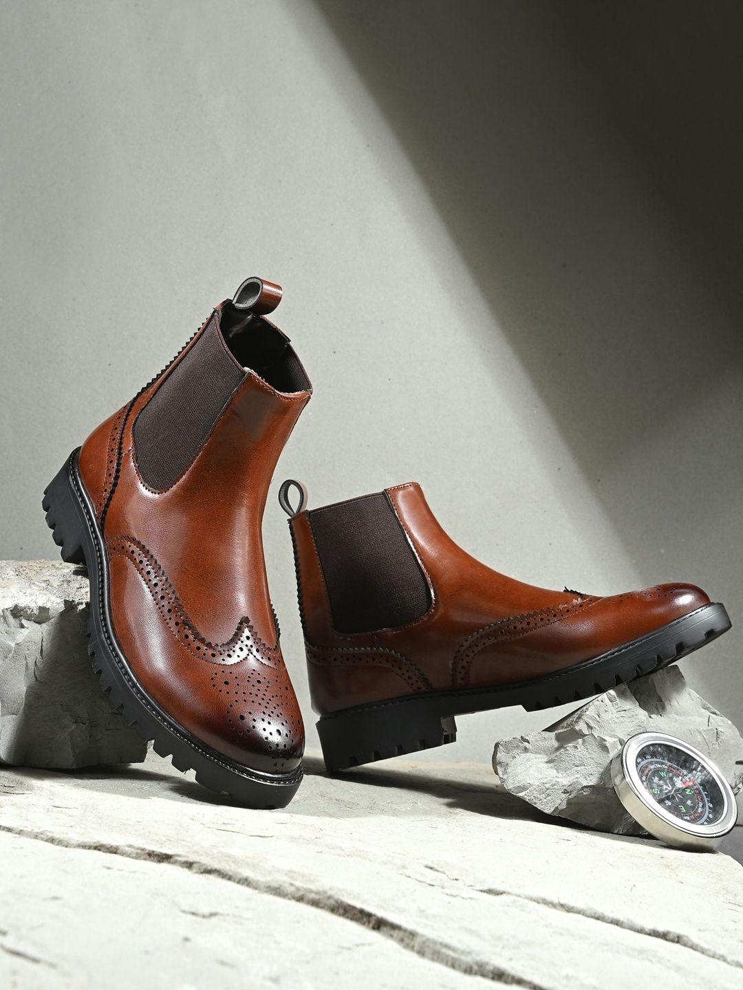DressBerry Trendy Tan Stylish Casual Chelsea Boots-image-5